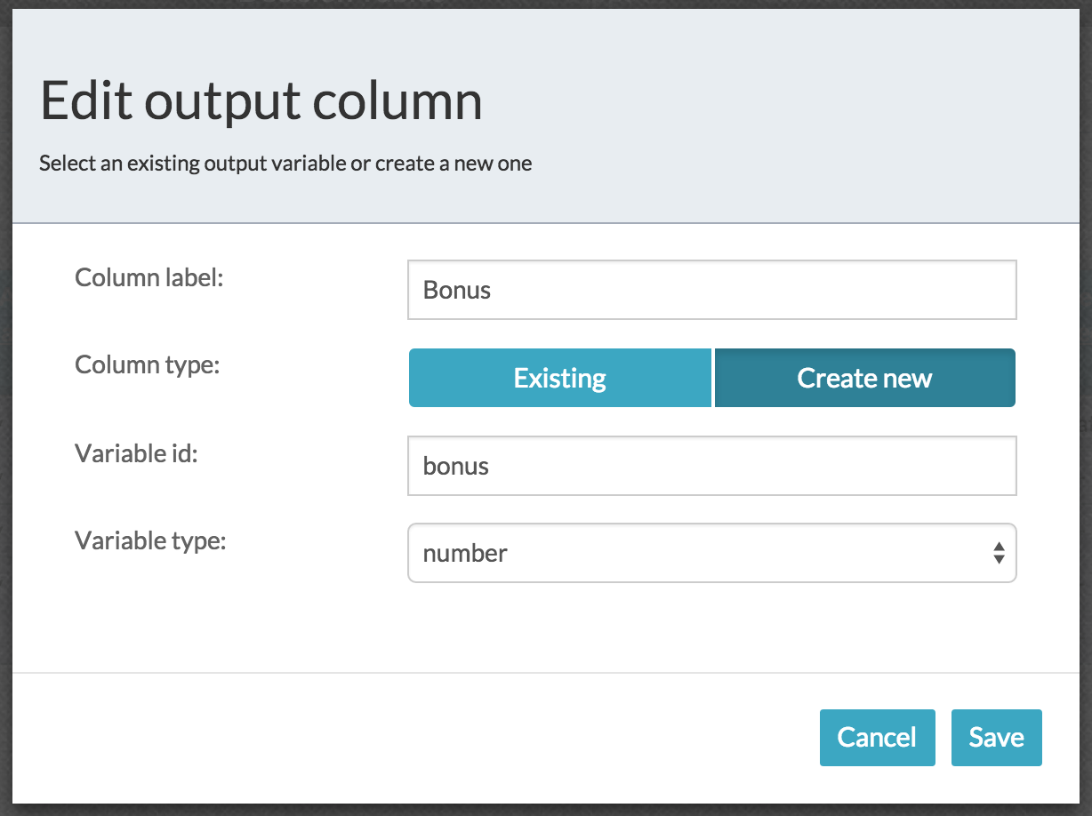 decision table output expression