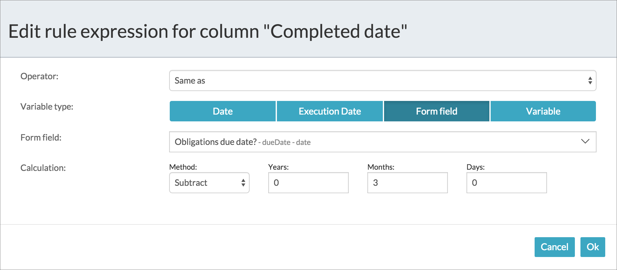 decision table expression date