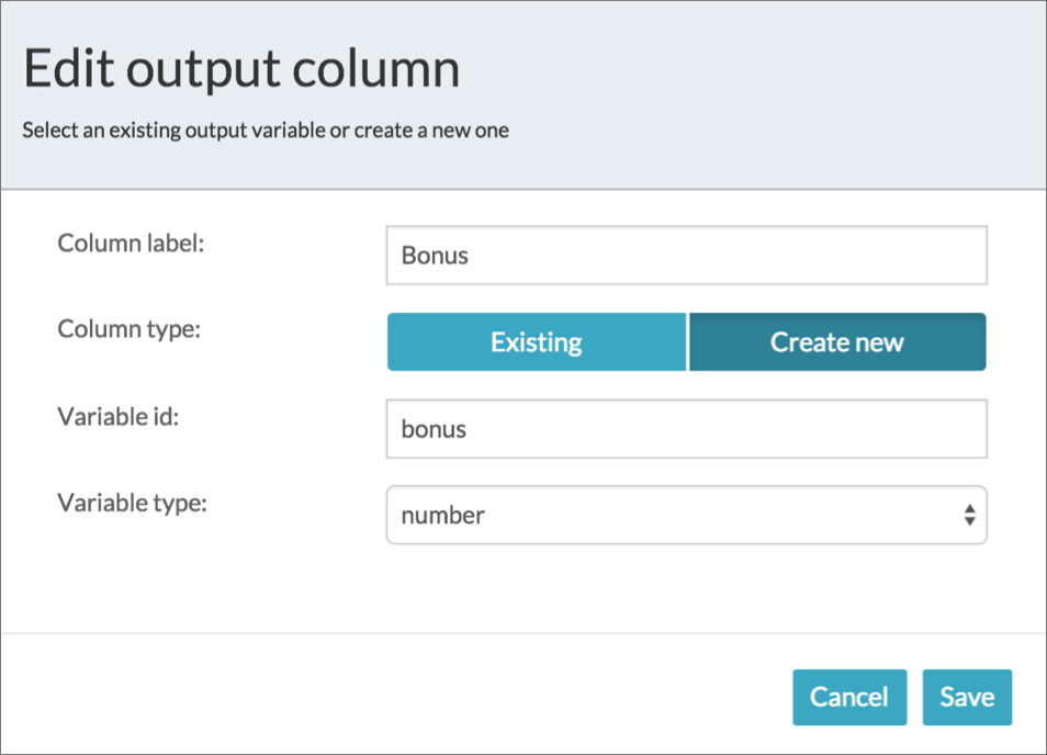 decision table output expression