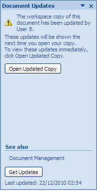 Document Updates pane