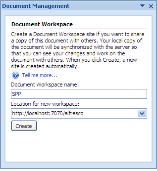 Create a Document Workspace