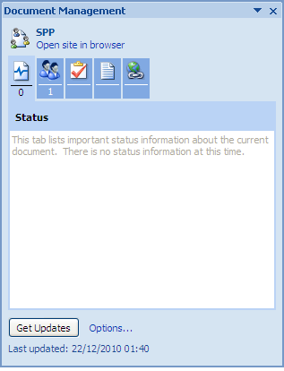 Shared Workspace tabbed panels