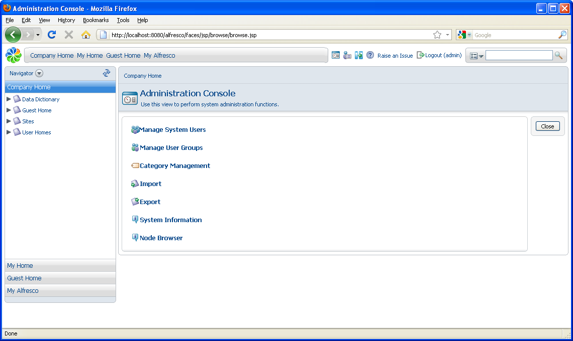 Administration Console