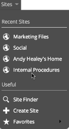 New Sites menu
